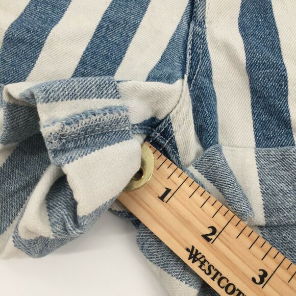 Forever 21 Vertical Striped Denim Rolled Cuffed Shorts Size 25 Blue White XS - Picture 7 of 7
